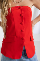 Harvee Strapless Top - Red - The Self Styler