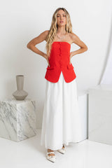 Harvee Strapless Top - Red - The Self Styler