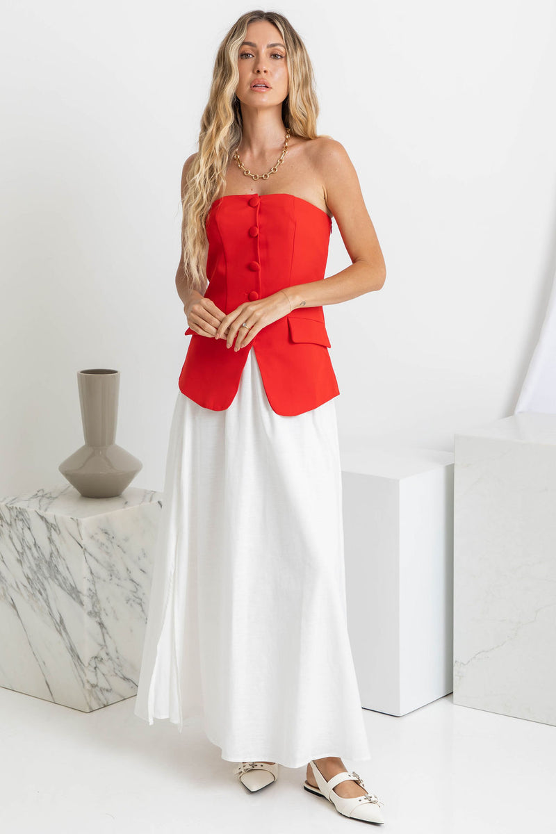 Harvee Strapless Top - Red - The Self Styler