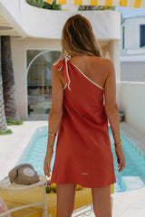 Amaya One-Shoulder Dress - Papaya - The Self Styler