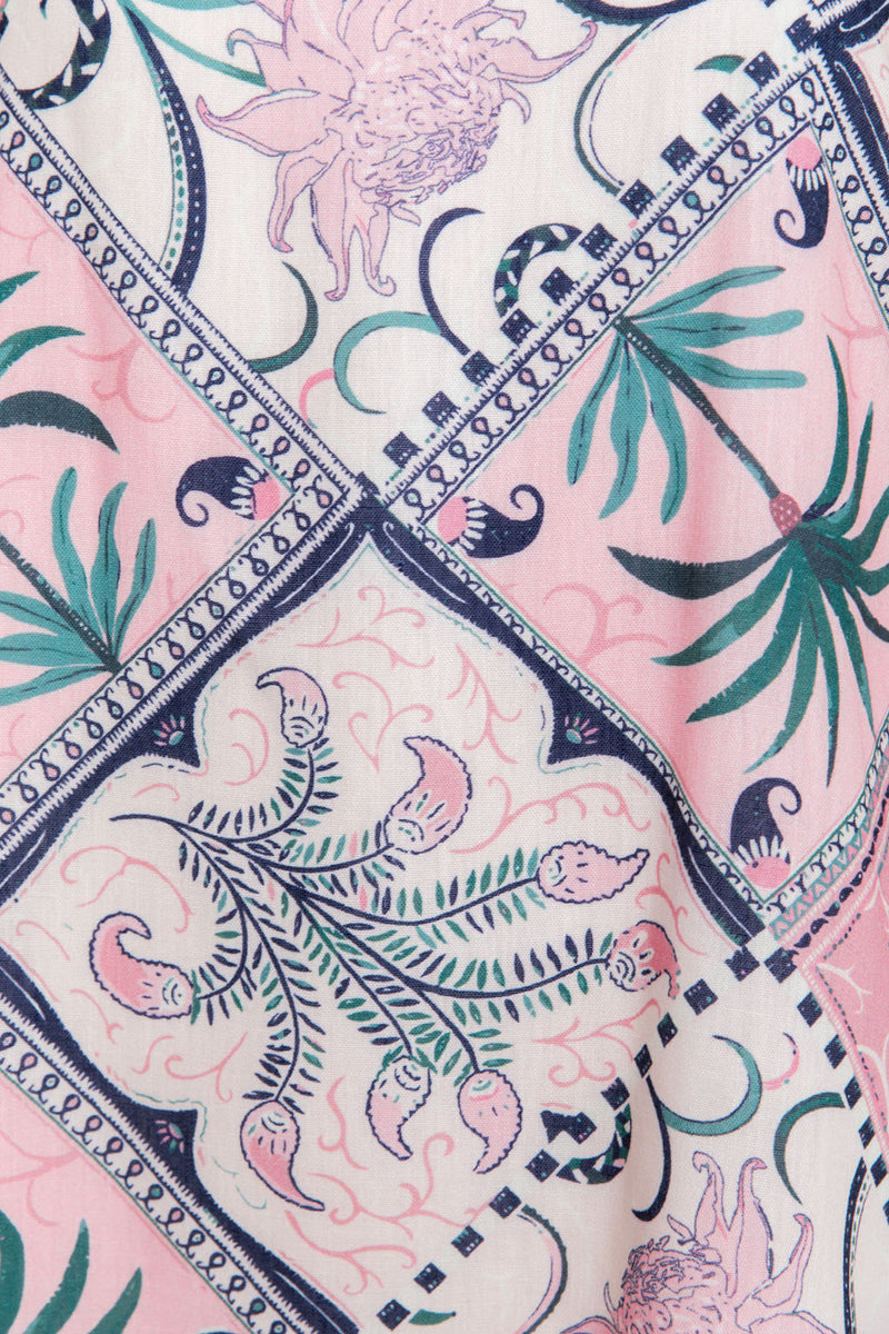 Cleo Mini Dress - PInk Tile Print - The Self Styler