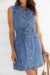 Giselle Denim Dress - Mid Blue Wash - The Self Styler - The Self Styler