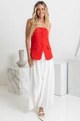 Harvee Strapless Top - Red - The Self Styler
