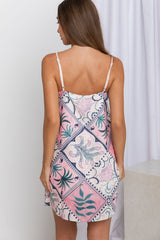 Cleo Mini Dress - PInk Tile Print - The Self Styler