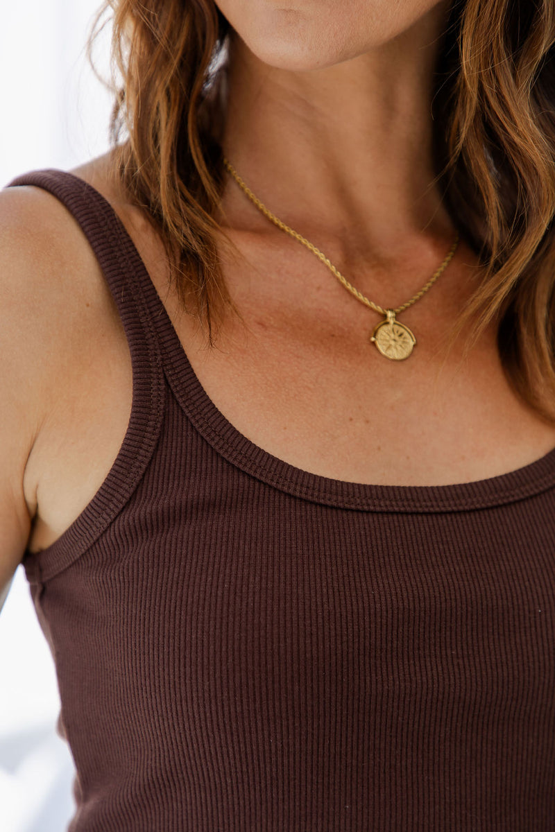 Harley Ribbed Tank Top - Chocolate - The Self Styler