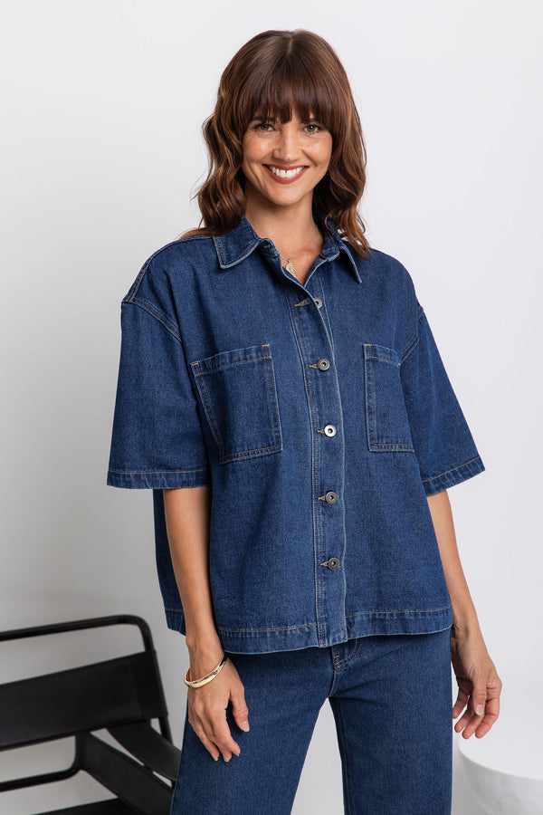 Dylan Denim Shirt - Dark Wash - The Self Styler - The Self Styler