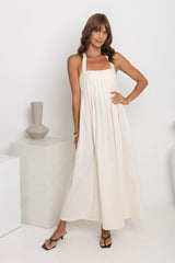 Billie Pleated Halter Maxi Dress - Cream - The Self Styler