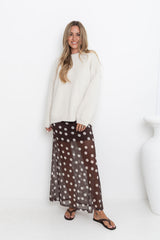 Evie Polka Dot Maxi Skirt - Chocolate and White - The Self Styler