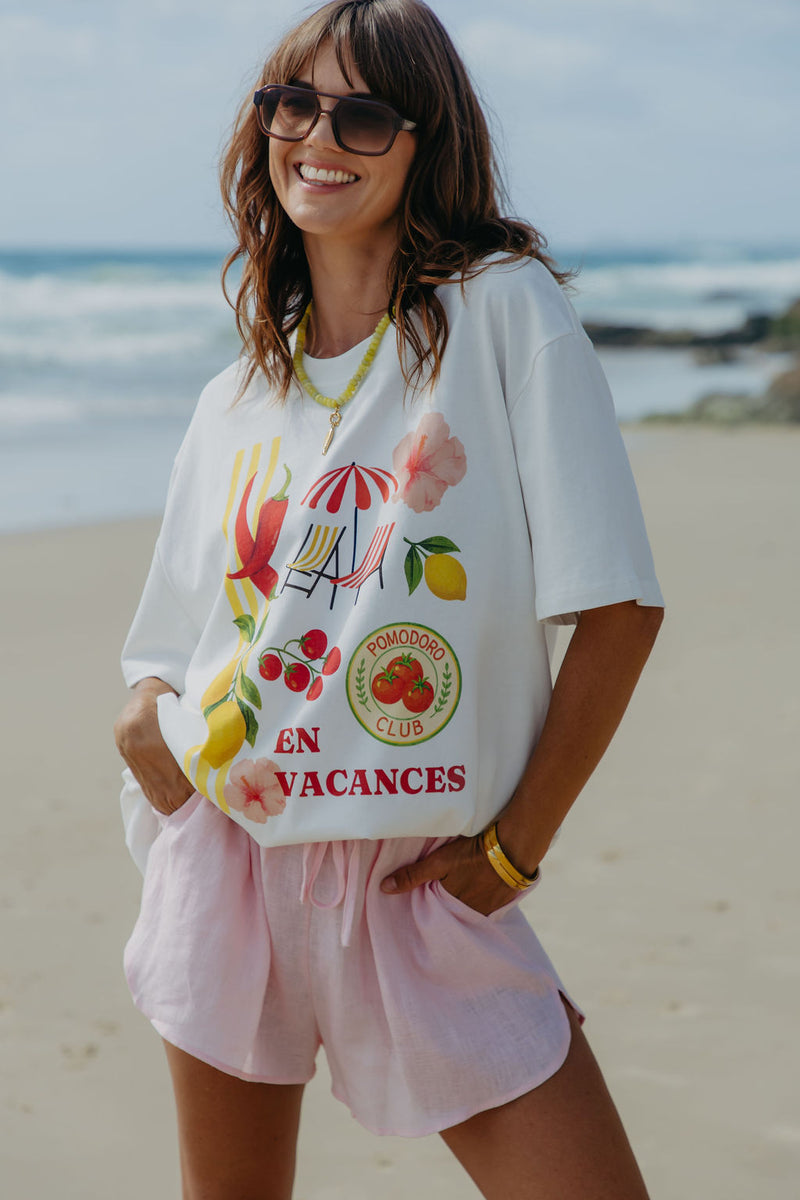 Holiday Oversized Tee - White - The Self Styler