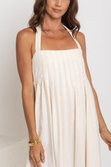 Billie Pleated Halter Maxi Dress - Cream - The Self Styler