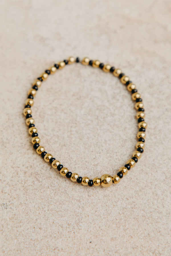 Lola Beaded Bracelet - Black and Gold - The Self Styler