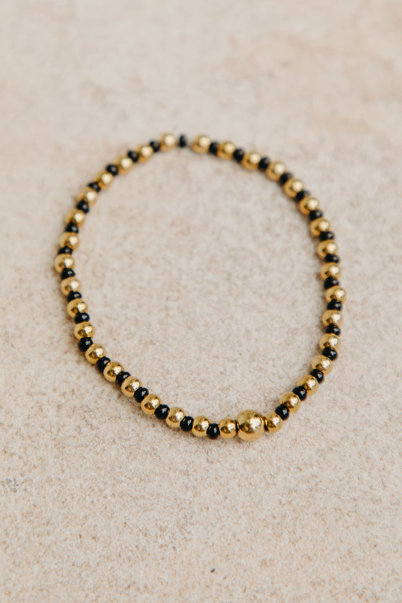 Lola Beaded Bracelet - Black and Gold - The Self Styler