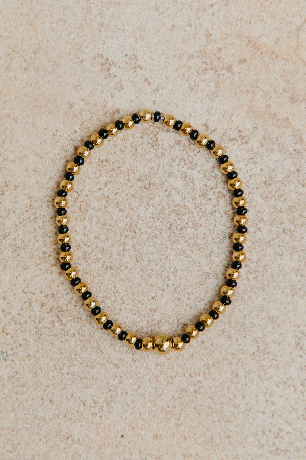 Lola Beaded Bracelet - Black and Gold - The Self Styler