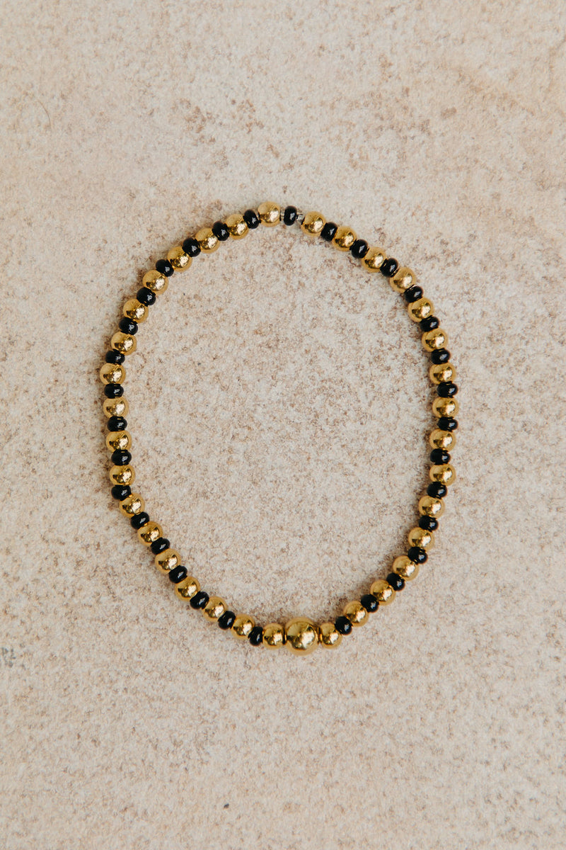 Lola Beaded Bracelet - Black and Gold - The Self Styler