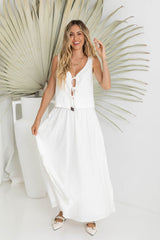 Caprise Maxi Skirt - White - The Self Styler