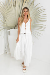 Hannah Front Tie Top - White - The Self Styler