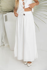 Caprise Maxi Skirt - White - The Self Styler