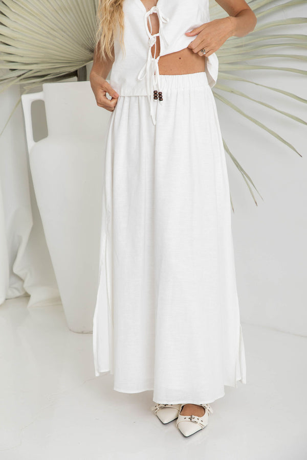 Caprise Maxi Skirt - White - The Self Styler