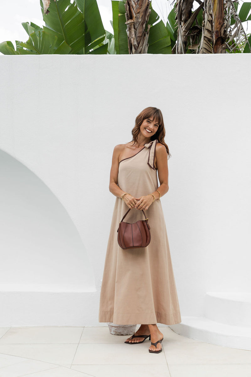 Lucinda One-Shoulder Maxi Dress -Chocolate - The Self Styler