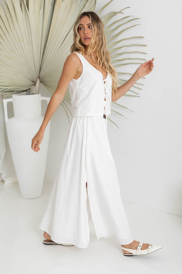 Caprise Maxi Skirt - White - The Self Styler