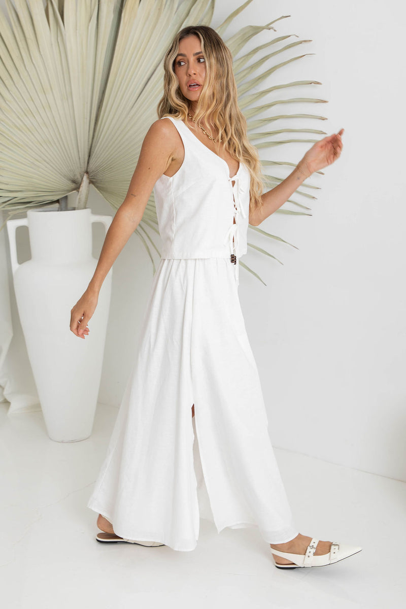 Caprise Maxi Skirt - White - The Self Styler