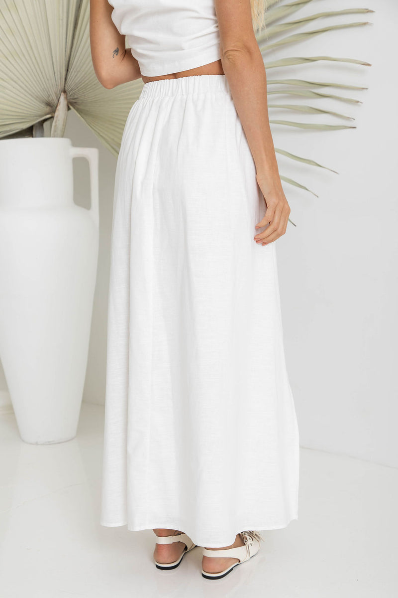 Caprise Maxi Skirt - White - The Self Styler