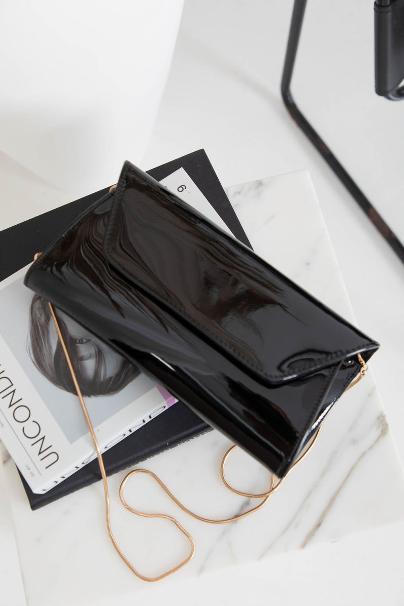 Angel Gloss Clutch Bag - Black - The Self Styler