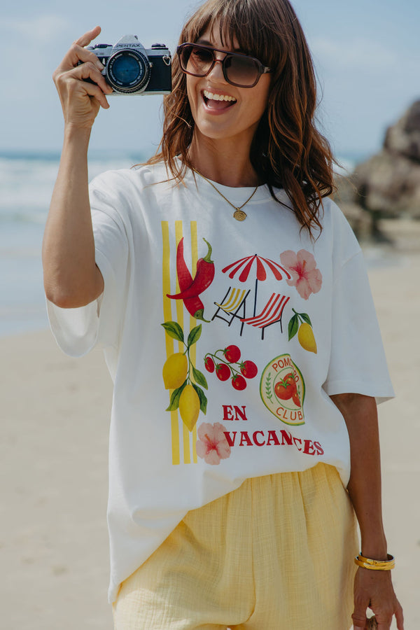 Holiday Oversized Tee - White - The Self Styler