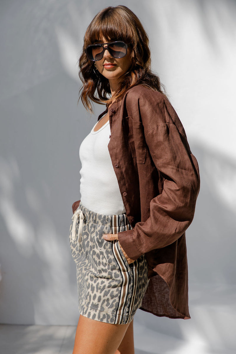 Archie Relaxed-Fit Linen Shirt - Chocolate - The Self Styler