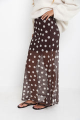 Evie Polka Dot Maxi Skirt - Chocolate and White - The Self Styler