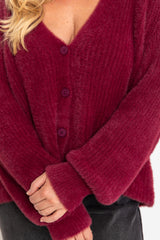 Della Knit Cardigan - Burgundy - The Self Styler