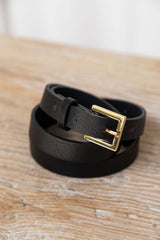 Cleo Skinny Belt - Black/Gold - The Self Styler