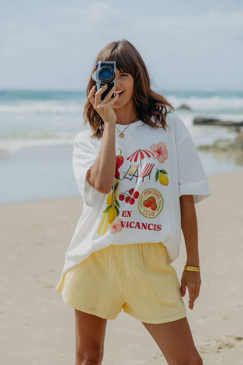 Holiday Oversized Tee - White - The Self Styler