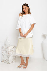 Lace Midi Skirt - Yellow - The Self Styler