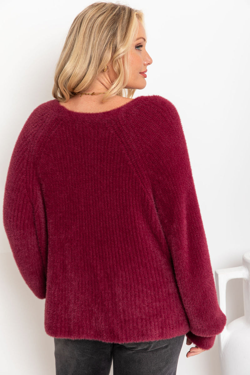 Della Knit Cardigan - Burgundy - The Self Styler