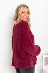 Della Knit Cardigan - Burgundy - The Self Styler