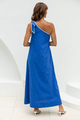 Lucinda One-Shoulder Maxi Dress - Blue - The Self Styler
