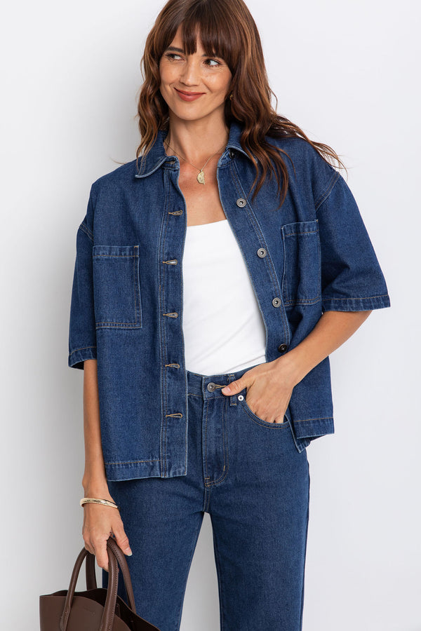 Dylan Denim Shirt - Dark Wash - The Self Styler - The Self Styler