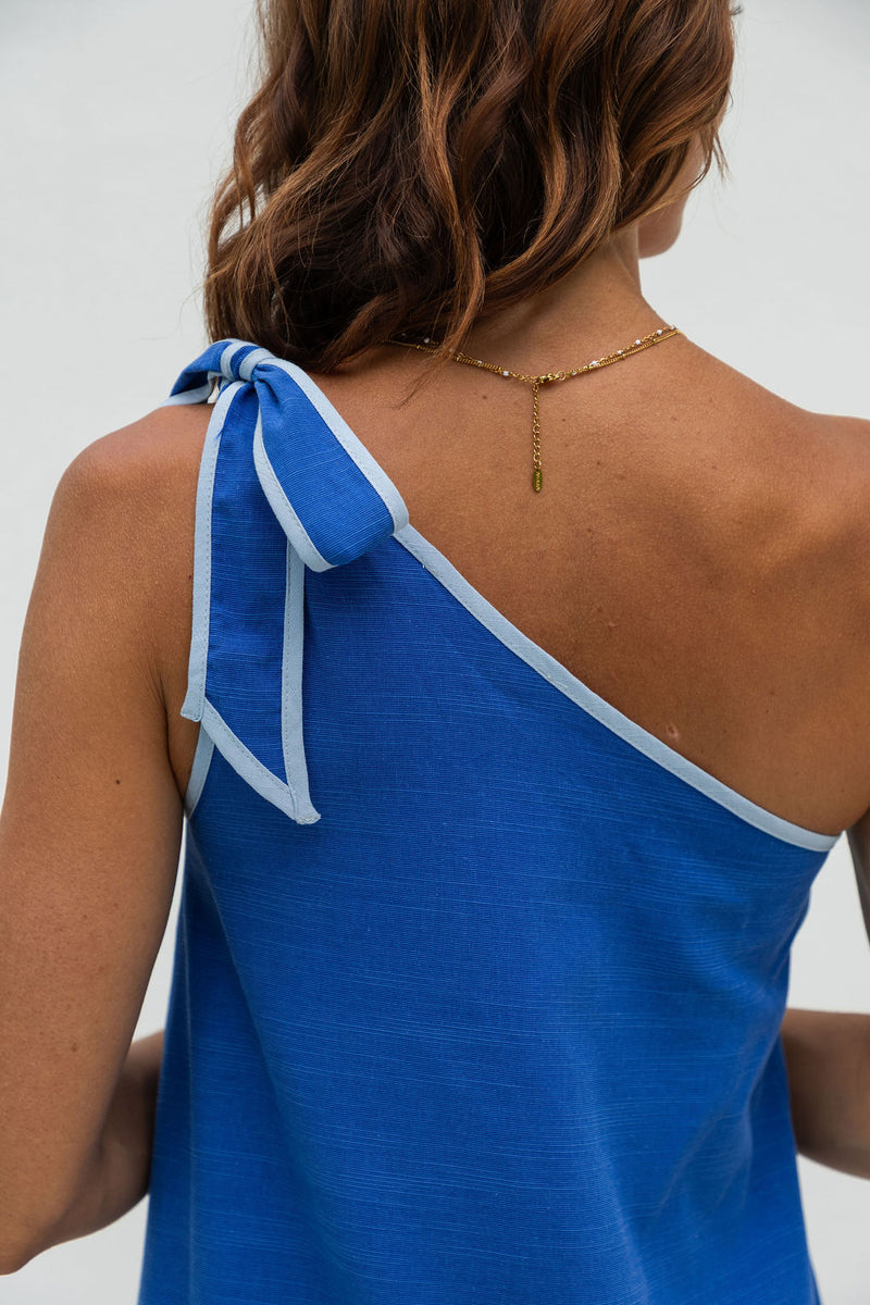 Lucinda One-Shoulder Maxi Dress - Blue - The Self Styler