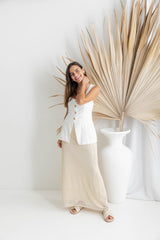 Pia Linen Vest - White - The Self Styler