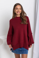 Dulcie Knit Top - Burgundy - The Self Styler
