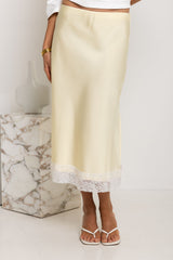 Lace Midi Skirt - Yellow - The Self Styler