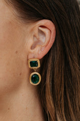 Elara Vintage Drop Earrings - Emerald Green and Gold - The Self Styler