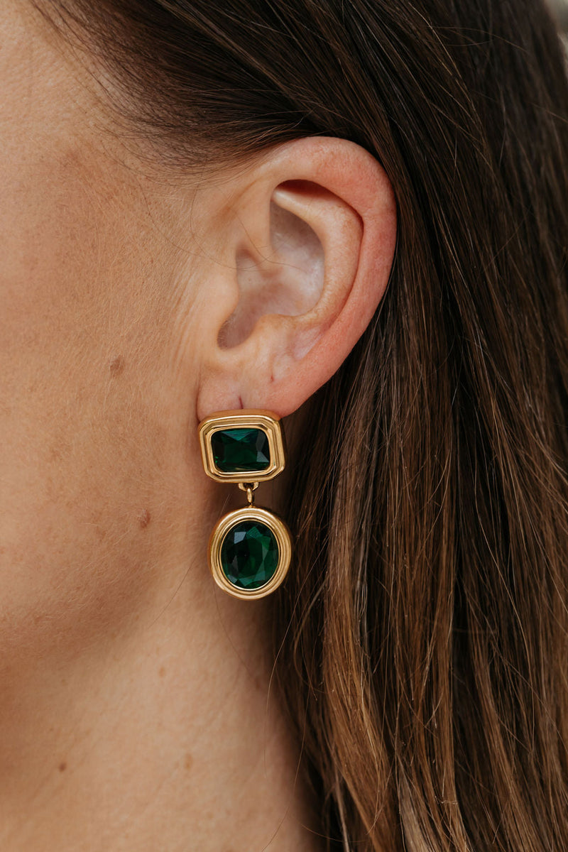 Elara Vintage Drop Earrings - Emerald Green and Gold - The Self Styler