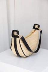 Abby Shoulder Straw Bag - Black - The Self Styler