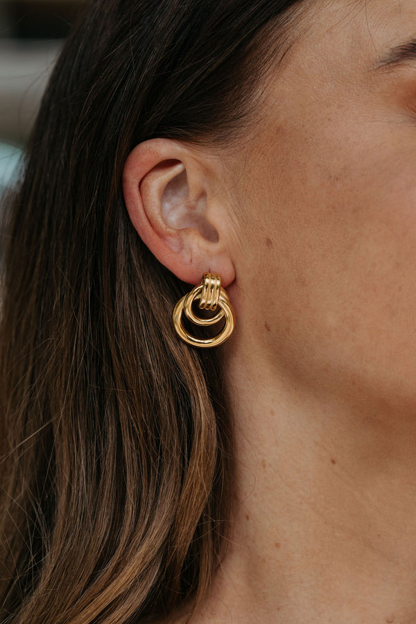 Kyra Drop Stud Earrings - Gold - The Self Styler