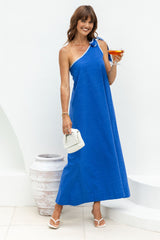 Lucinda One-Shoulder Maxi Dress - Blue - The Self Styler