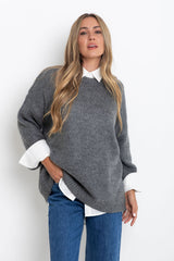Stella Knit Jumper - Charcoal Grey - The Self Styler