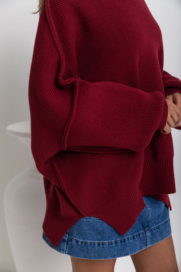 Dulcie Knit Top - Burgundy - The Self Styler
