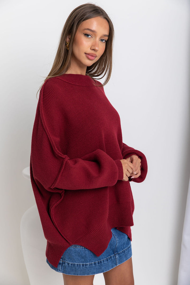 Dulcie Knit Top - Burgundy - The Self Styler